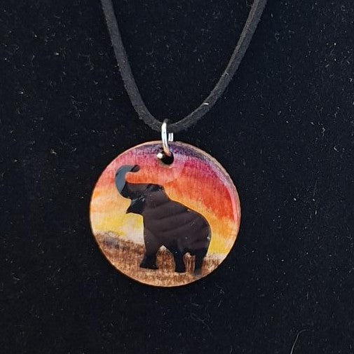 Hand-Painted Small Wooden Pendant Necklace – Sealed with Resin | Wearable Art by Madaura