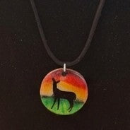 Hand-Painted Small Wooden Pendant Necklace – Sealed with Resin | Wearable Art by Madaura