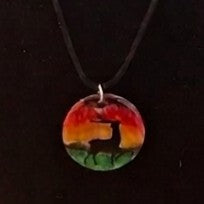 Hand-Painted Small Wooden Pendant Necklace – Sealed with Resin | Wearable Art by Madaura