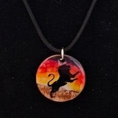 Hand-Painted Small Wooden Pendant Necklace – Sealed with Resin | Wearable Art by Madaura