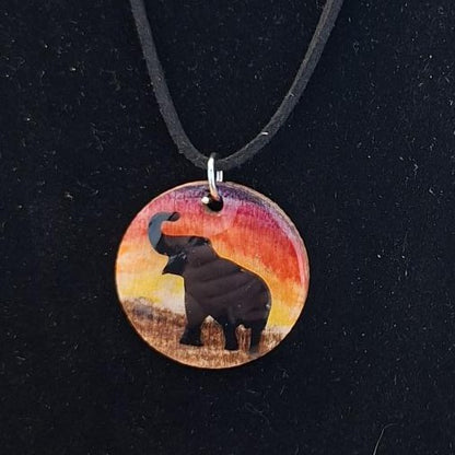Hand-Painted Small Wooden Pendant Necklace – Sealed with Resin | Wearable Art by Madaura