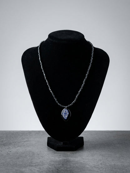 Artisan Marbled Pendant on a Beaded Necklace | Wearable Art by Madaura