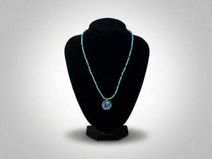 Artisan Marbled Pendant on a Beaded Necklace | Wearable Art by Madaura