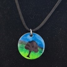 Hand-Painted Small Wooden Pendant Necklace – Sealed with Resin | Wearable Art by Madaura
