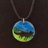 Hand-Painted Small Wooden Pendant Necklace – Sealed with Resin | Wearable Art by Madaura