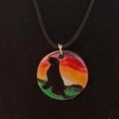 Hand-Painted Small Wooden Pendant Necklace – Sealed with Resin | Wearable Art by Madaura