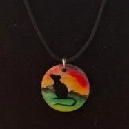Hand-Painted Small Wooden Pendant Necklace – Sealed with Resin | Wearable Art by Madaura